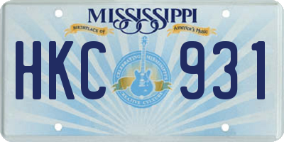 MS license plate HKC931