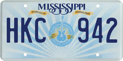 MS license plate HKC942