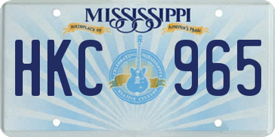 MS license plate HKC965