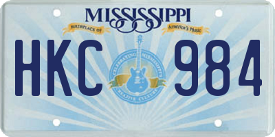 MS license plate HKC984
