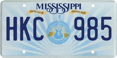 MS license plate HKC985