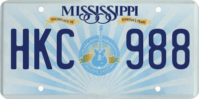 MS license plate HKC988