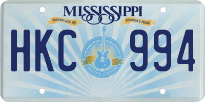 MS license plate HKC994
