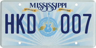 MS license plate HKD007