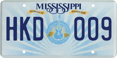 MS license plate HKD009