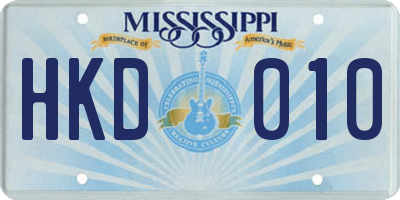 MS license plate HKD010