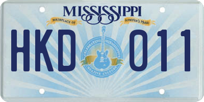 MS license plate HKD011