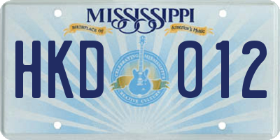MS license plate HKD012
