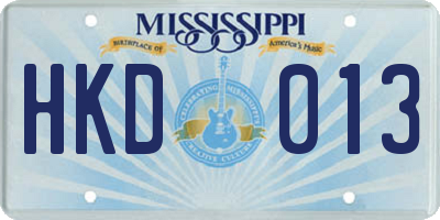 MS license plate HKD013