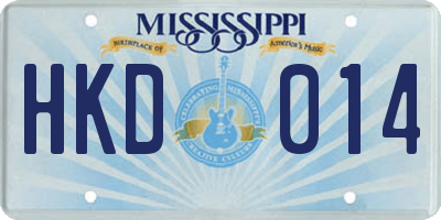 MS license plate HKD014