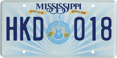 MS license plate HKD018