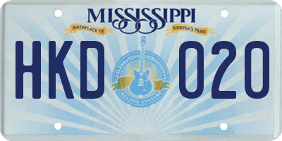 MS license plate HKD020