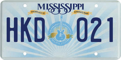 MS license plate HKD021