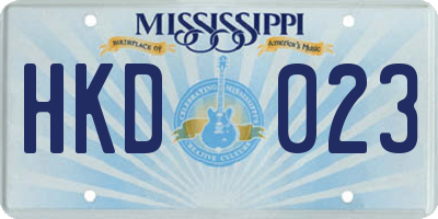 MS license plate HKD023