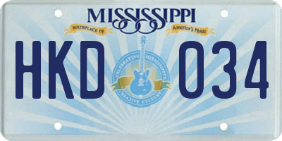 MS license plate HKD034