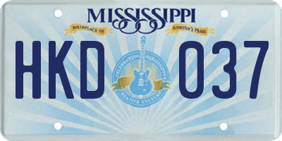 MS license plate HKD037