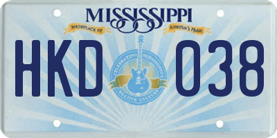 MS license plate HKD038