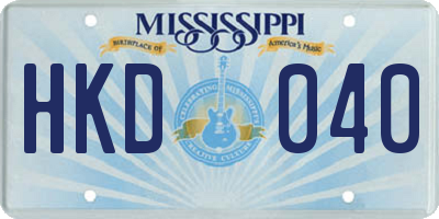 MS license plate HKD040