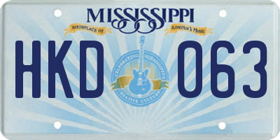MS license plate HKD063