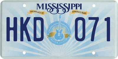 MS license plate HKD071
