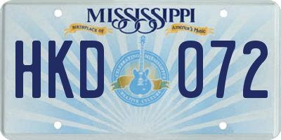 MS license plate HKD072