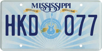 MS license plate HKD077