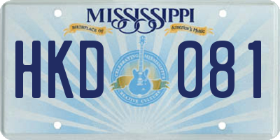 MS license plate HKD081
