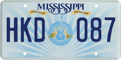 MS license plate HKD087