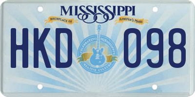 MS license plate HKD098