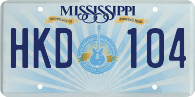 MS license plate HKD104