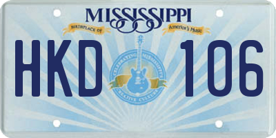 MS license plate HKD106