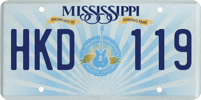 MS license plate HKD119