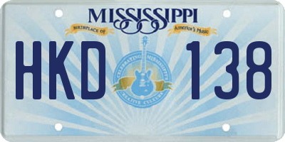 MS license plate HKD138