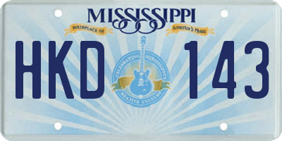 MS license plate HKD143