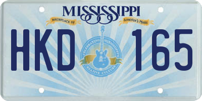 MS license plate HKD165
