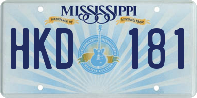 MS license plate HKD181