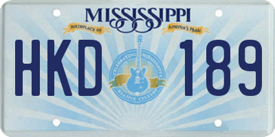 MS license plate HKD189