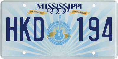 MS license plate HKD194