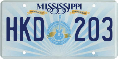 MS license plate HKD203