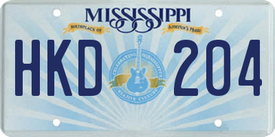 MS license plate HKD204