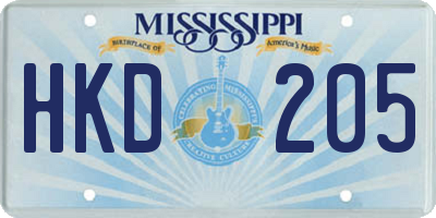 MS license plate HKD205