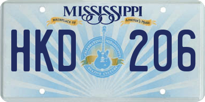 MS license plate HKD206