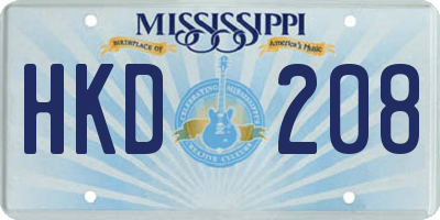 MS license plate HKD208
