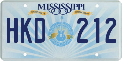 MS license plate HKD212