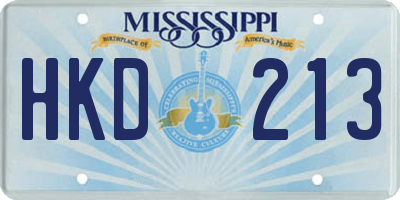 MS license plate HKD213
