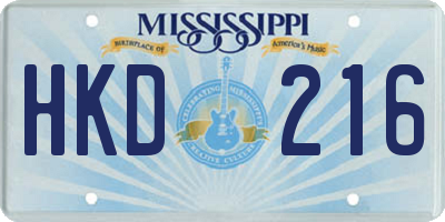 MS license plate HKD216