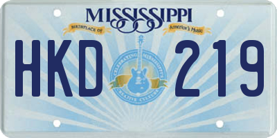 MS license plate HKD219