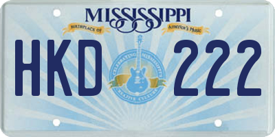 MS license plate HKD222