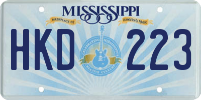 MS license plate HKD223