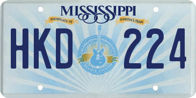 MS license plate HKD224